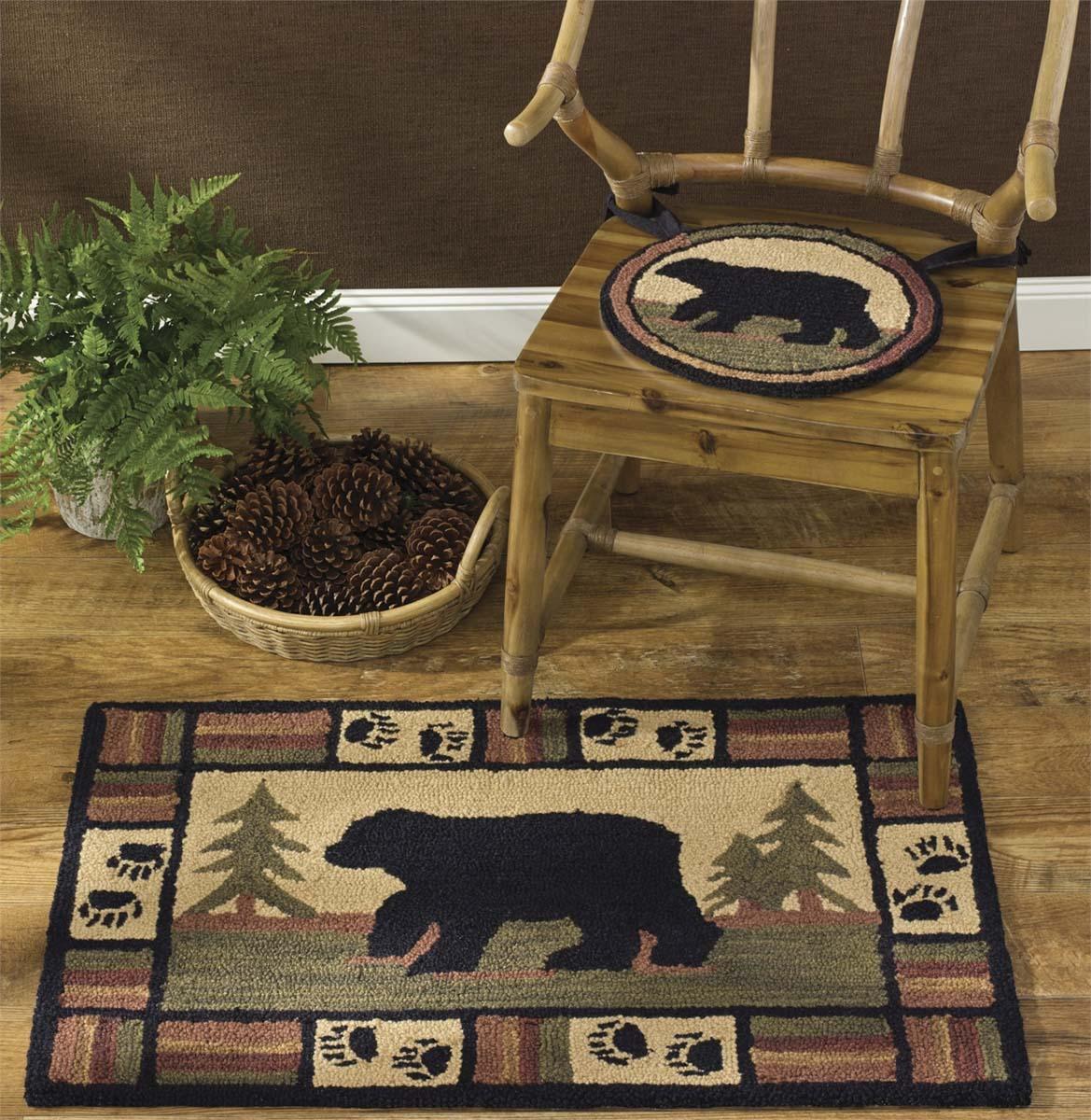 Chair Pad w//Ties Hooked Red Cream Blue American Star by Park Designs