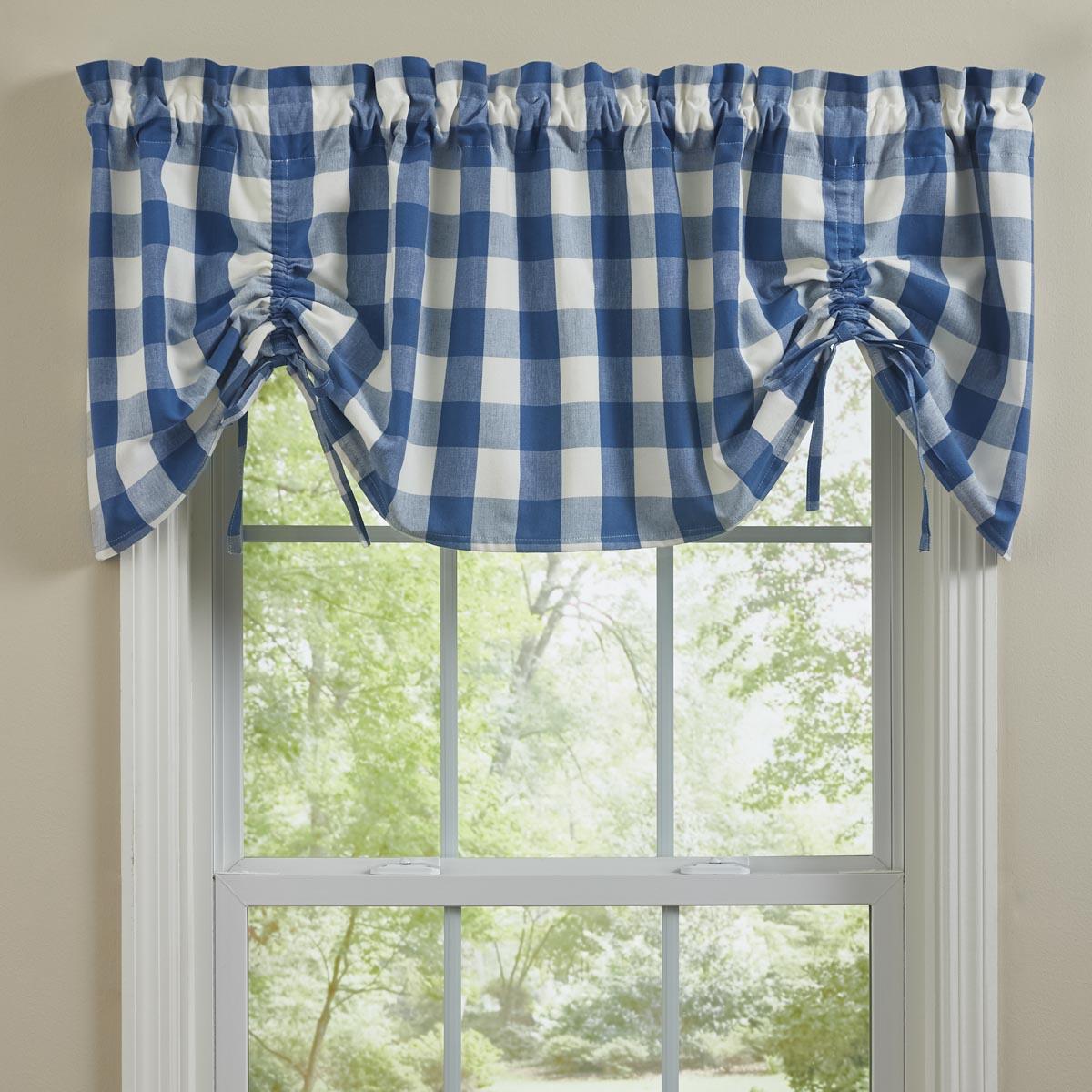 CURTAIN JAMESTOWN VALANCE LINED BORDER RED NAVY GRAY PARK DESIGNS 72X14 closeout 
