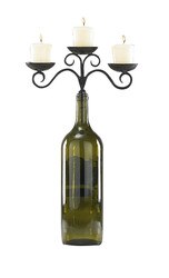 WINE BOTTLE TOPPER CANDLESTICK HOLDER Wrought Iron 2 Dinner Candle Stand Usa