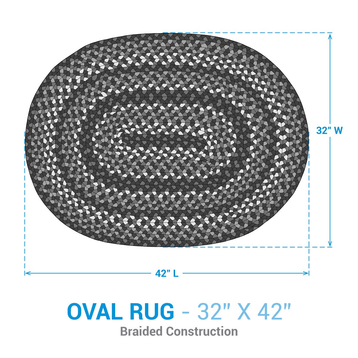 32x24 Rug Braided Denim Oval Rug 32