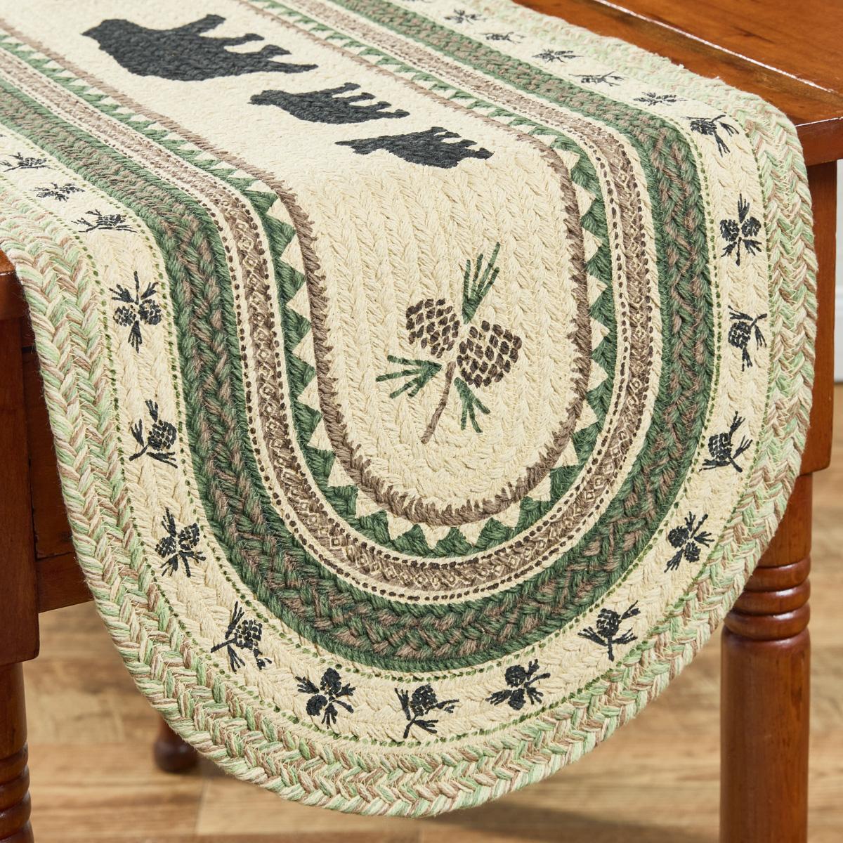 Country Pines Bear Printed Braided Table Runner - Thumbnail 5