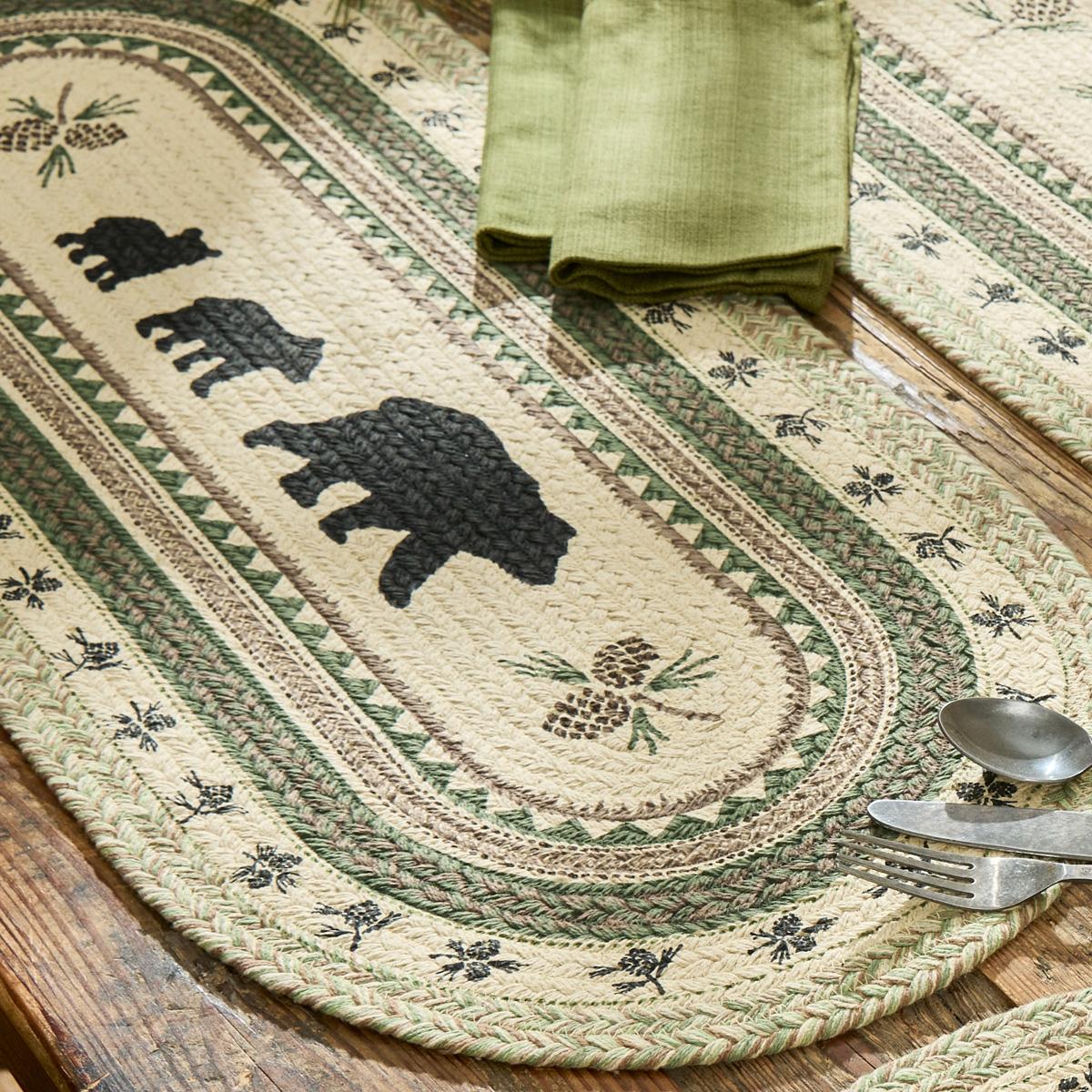 Country Pines Bear Printed Braided Table Runner - Thumbnail 3