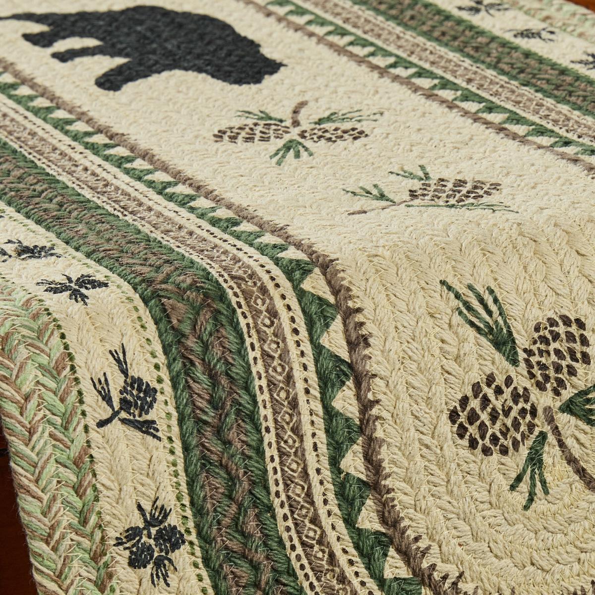 Country Pines Bear Printed Braided Table Runner - Thumbnail 4