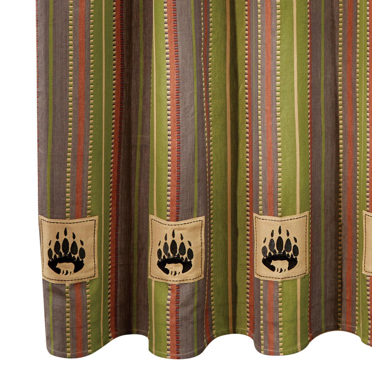 Park Designs Shenandoah Stripe Bear Patch Shower Curtain - Thumbnail 3