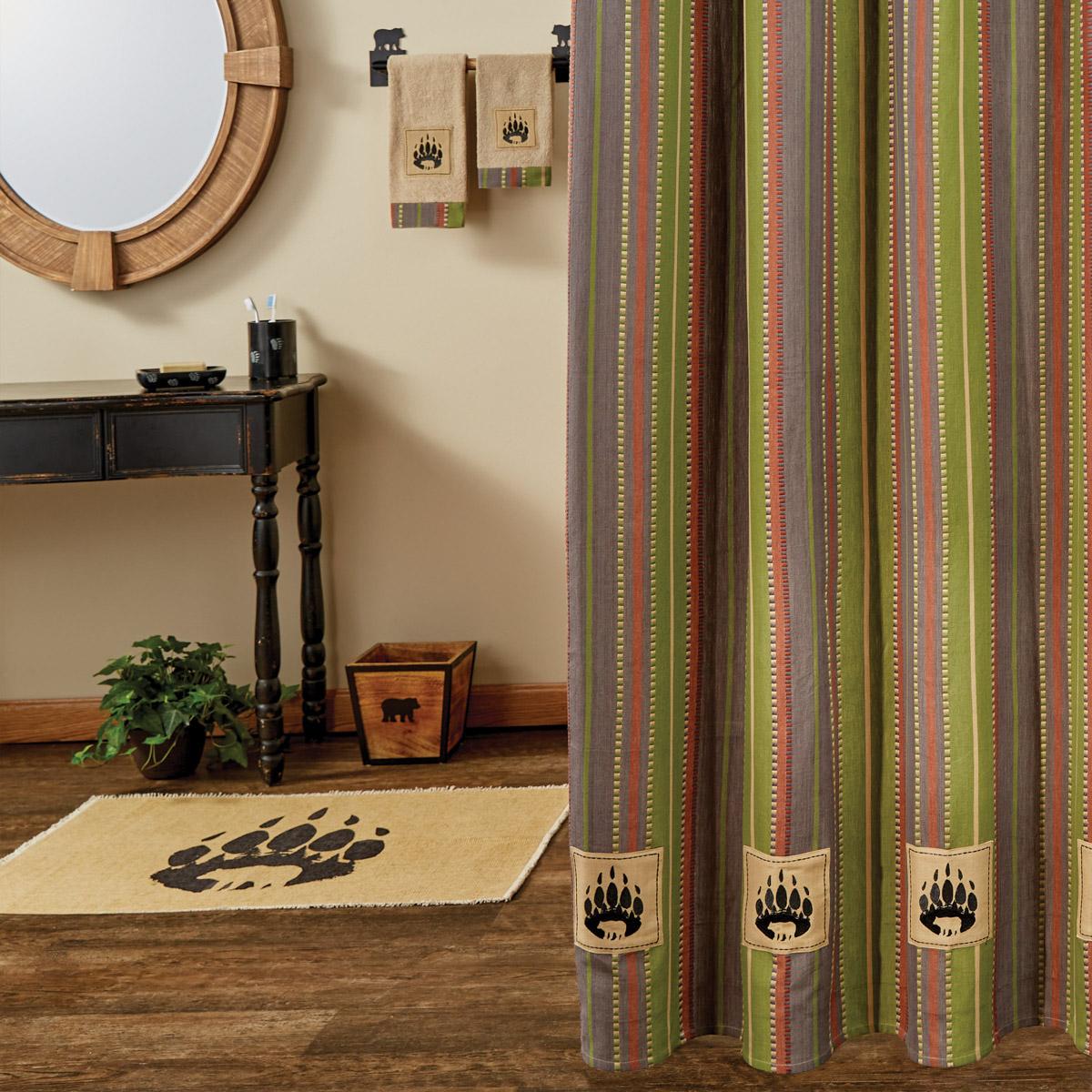 Park Designs Shenandoah Stripe Bear Patch Shower Curtain - Thumbnail 2