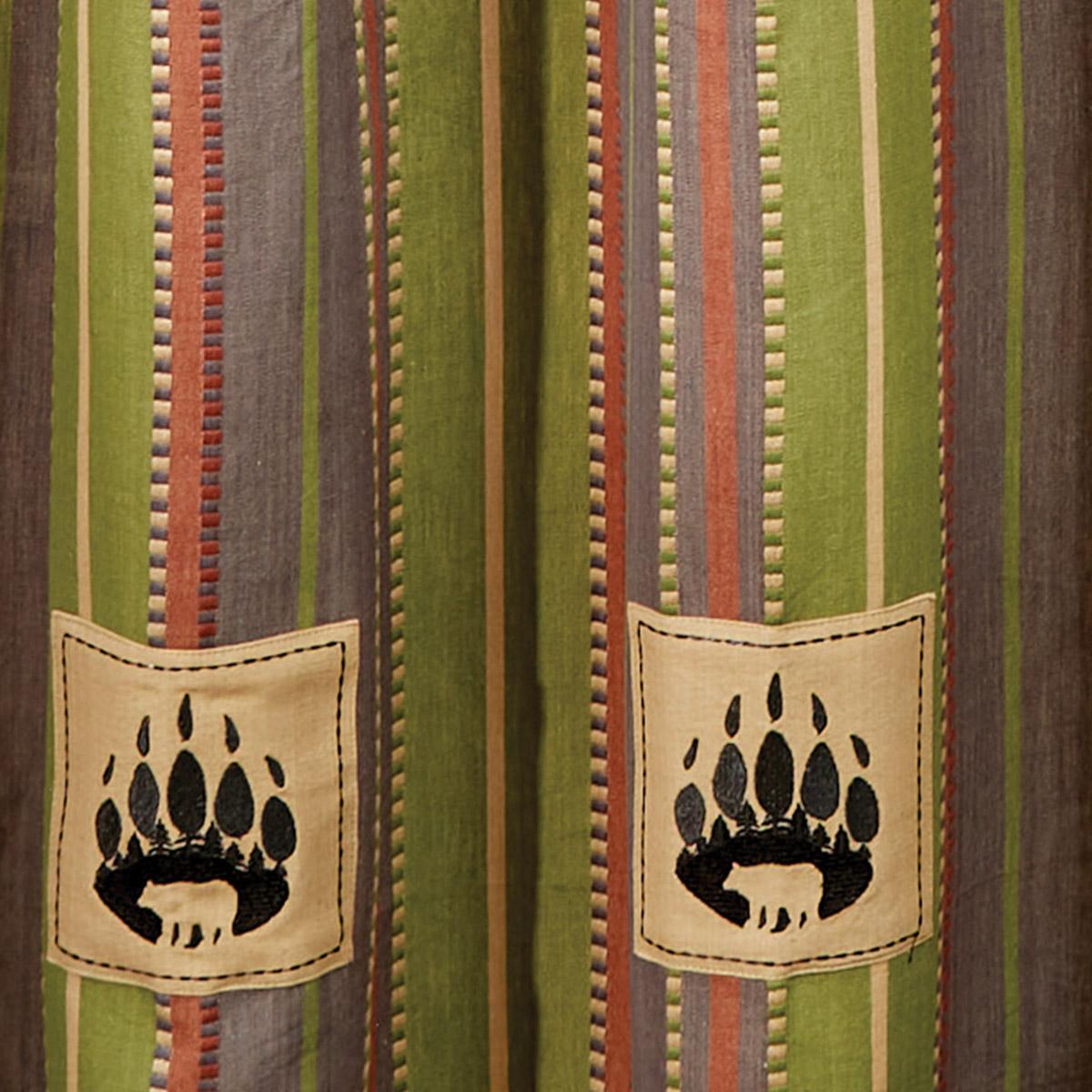 Park Designs Shenandoah Stripe Bear Patch Shower Curtain