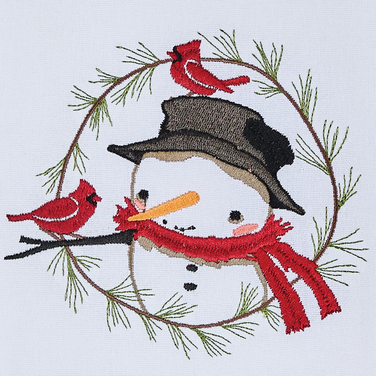 Park Designs Snowman And Pine Wreath Dishtowel - Thumbnail 2