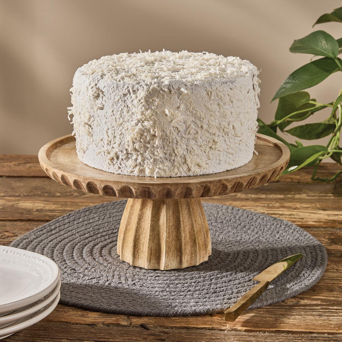 Split P Fluted Wood Cake Stand - Thumbnail 2
