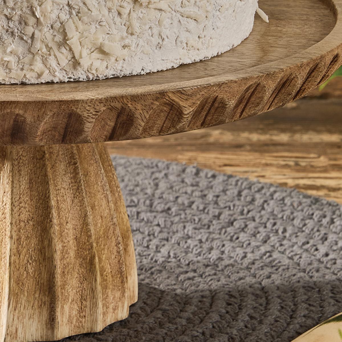 Split P Fluted Wood Cake Stand - Thumbnail 4